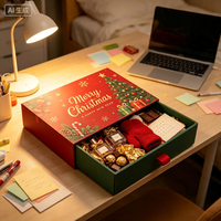 Caja de Regalo de Perfume Navideña con Cajón y Estampado Dorado, Empaque Festivo para Set de Regalo de Fragancia y Chocolate, Venta al por Mayor