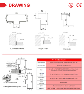 商業ホテルインテリアモダンダブルリーフスチール耐火ドアデザイン工業用耐火ドアプッシュバー開口部ハンドル - Product Image 6