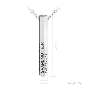 Collar de barra NEWNORTH, joyería de acero inoxidable, nombre personalizado, etiquetas en blanco, prismas hexagonales, colgante de barra, collares para hombres - Product Image 6