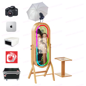 Photomaton pour PC Windows/<span class=keywords><strong>Mac</strong></span> Mini, écran tactile de 21,5 pouces, avec appareil <span class=keywords><strong>photo</strong></span> et imprimante, miroir en bois adapté, kiosque photomaton - Product Image 4