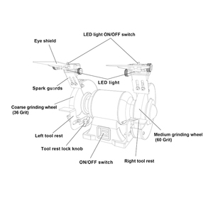 Allwin Power Tools <strong>Bench</strong> <strong>Grinder</strong> Machine Different Grinding Wheels No Load Speed 125mm / 5&quot; 2850RPM <strong>Bench</strong> <strong>Grinder</strong>