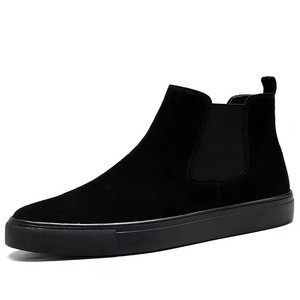 Bottes <span class=keywords><strong>Chelsea</strong></span> pour hommes, automne 2024, mi-mollet, style britannique, respirantes, en daim de vache, semelle extérieure en caoutchouc, chaussures décontractées noires - Product Image 5