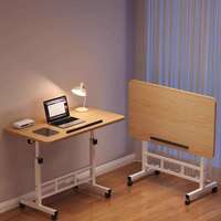 Escritorio Plegable Móvil con Ruedas y Altura Ajustable, Escritorio para Estudiar, Escritorio para Computadora para Estudiantes, Uso en el Hogar, Dormitorio Minimalista