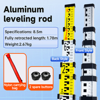 Mire de nivellement télescopique en aluminium de 8,5 m – Instrument de mesure professionnel pour les travaux de topographie sur site