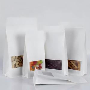 Cấp thực phẩm khóa zip có thể khóa lại đứng lên túi kraft nâu khối phẳng đáy vuông 3 lớp giấy kraft đồ ăn nhẹ có cửa sổ - Product Image 4