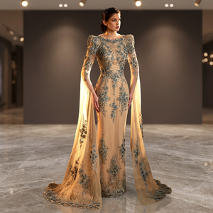 Vestido de Novia de Satén de Lujo, Largo Maxi, Estilo Vintage, Adornos con Cristales, Ecológico, para Damas de Honor, Fiestas y Eventos - Product Image 2