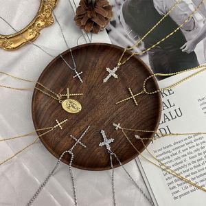 Dylam Trendy Layering Christianity Catholic Virgin Mary Pendant Dainty <b>Chain</b> 925 Sterling Silver Beaded <b>Cross</b> Custom Necklaces - Product Image 4