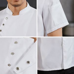 Chaqueta de Cocina de Manga Corta, Uniforme de Trabajo Duradero, Color Sólido, Impermeable, Chaqueta de Chef de Restaurante de Algodón - Product Image 4