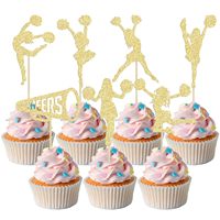 Décorations de cupcakes pour pom-pom girls, pics à cupcakes pour gymnastique, décorations de gâteaux pour équipes de cheerleading, fournitures pour fêtes d'anniversaire de filles