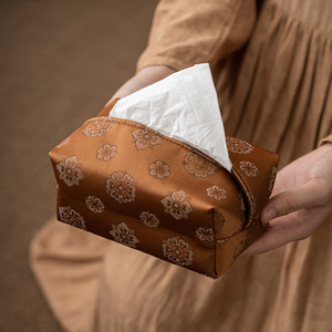 Chinese Style Brocade Tissue Box <b>Fabric</b> Dustproof Car Living Room Tissue Bag <b>Retro</b> Luxury Design - Product Image 1