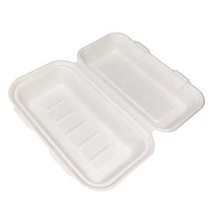 Clamshell Hot Dog Clamshell Clamshell Box Hot Dog Bagasse Pulp Paper Box Fast Food Packaging