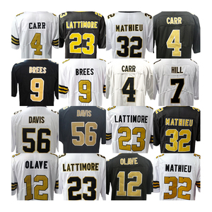 Maillot de football américain cousu en gros à bas prix New <span class=keywords><strong>Orleans</strong></span> 4 Carr 7 Hill 12 Olave 23 Lattimore 32 Mathieu 56 Davis - Product Image 1
