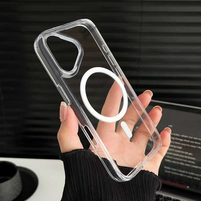 Anti Yellowing Strong Magnetic Clear Acrylic Phone Case Cover for iPhone 18 17 Pro Max Transparent Magnetic Phone Case