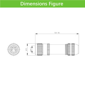 Conector Circular M8 de Plástico, 4 Pines, 3 Pines, Hembra, Moldeado Personalizado, Ensamblado, IP67, Impermeable, Cable M8 - Product Image 3