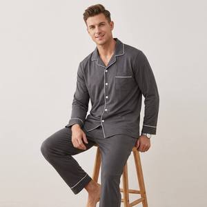 Vêtements de nuit pour hommes grandes tailles, pyjamas en bambou, ensembles de détente en coton personnalisés, pyjamas en coton doux, fabricant de vêtements de détente - Product Image 1