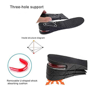 Semelles intérieures unisexes en PVC à 4 couches, réglables en hauteur, confortables, avec coussin d'air, rehausseurs de chaussures invisibles, absorption des chocs, semelles rehaussantes