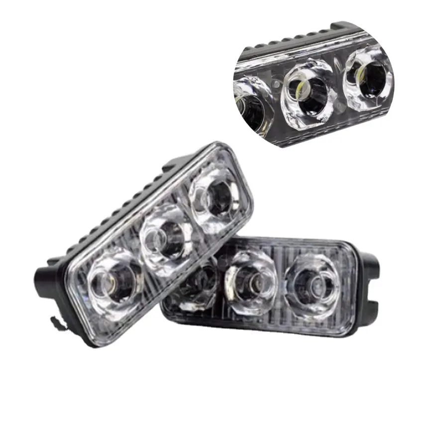 Led Tagfahrlicht 3smd LEDs DRL Auto Nebels chein werfer Wasserdicht 9V-12V Blitz Not warn licht Auto LKW Blitz rot blau