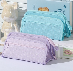Grand étui à crayons grande capacité 3 compartiments Portable plastique fermeture éclair mignon esthétique calendrier organisateur pour adolescentes - Product Image 5