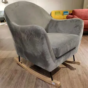 Mebel Ruang Tamu Desain Gaya Modern Rumah Kursi Goyang Kain Modern Sofa Kayu Solid Kursi Goyang