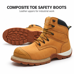 Stivali di Sicurezza Personalizzati con Punta Composita Goodyear Welt, Calzature da Lavoro Industriali in Pelle Nabuk Antiperforazione con Lacci, Taglie USA 7-13 - Product Image 1