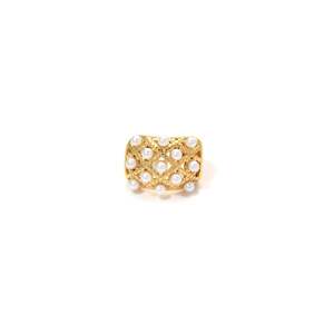 Bague en perle en acier inoxydable 316L plaqué or PVD, bijoux durables et résistants - Product Image 1