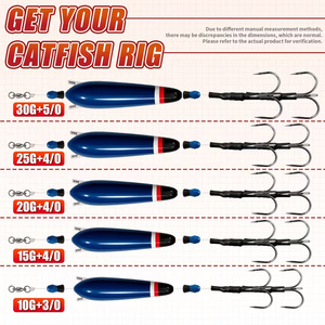 Hameçon triple pour pêche au poisson-chat avec flotteur, émerillon rotatif à 360°, émission sonore, anti-accrocs, appât suspendu polyvalent 10g 15g 20g 25g 30g - Product Image 4