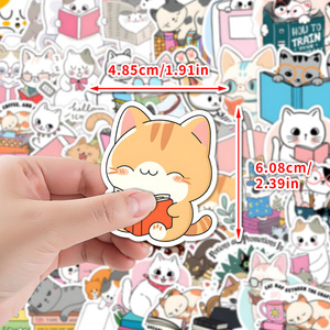 Adesivi Divertenti con Gatti <span class=keywords><strong>Meme</strong></span>, Simpatici Adesivi in Vinile a Forma di Animale per Bambini, Confezione Trasparente Fustellata, Decalcomanie Personalizzate Impermeabili, Etichette all'Ingrosso per Kindle - Product Image 2
