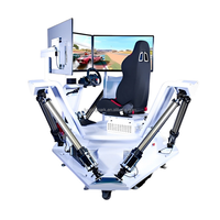 Simulador de Carreras Completo con Cabina, 6 Grados de Libertad, 3 Pantallas, Asiento Individual, Simulador de Carreras de Karts, Construcción de Metal y Fibra de Vidrio, Educativo, para el Hogar