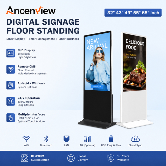55 Inch Floor Stand LCD Touch Screen Indoor Android Advertising Digital Signage Display with Animation for Shopping Mall