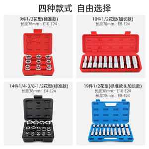 Jeu de douilles Xi Meng 1/2 pouce, acier au chrome-vanadium, finition chromée polie, douille hexagonale de type E, 38 mm, longueur complète - Product Image 3