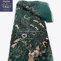 Tissu en tulle à sequins et perles avec appliques florales surdimensionnées pour robes de soirée formelles africaines