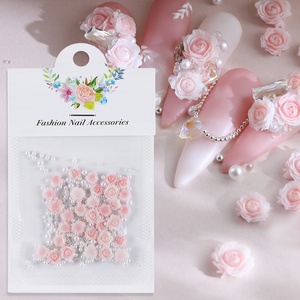 อุปกรณ์ตกแต่งเล็บรูปดอกกุหลาบไล่เฉดสี 30 ชิ้น พร้อมลูกปัดเหล็กประดับมุกและทรายลายมังกร สำหรับตกแต่งเล็บ DIY แบบครอส-บอร์เดอร์ - Product Image 2