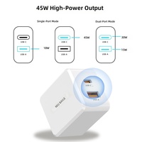 Produits intelligents pour chargeur rapide Type-C 45W QC2.0 en matériau GaN ignifuge, adaptateur pour téléphone portable et écouteurs, accessoires mobiles