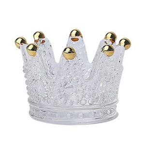 Eleganti Ornamenti <span class=keywords><strong>in</strong></span> <span class=keywords><strong>Vetro</strong></span> a Forma di Corona Mini Lussuosi Portaoggetti per Gioielli Anelli Posacenere Portacandele Decorazione per Anniversari - Product Image 1