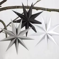 Paper Decoration Party Hot Sales 25 CM Nine-pointed Star Christmas Ornaments Hanging Stars Pendant Paper Star Lantern For Birthday Party Decoration