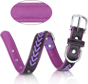 <span class=keywords><strong>Collar</strong></span> de Cuero NIBAO para Perros Grandes, Elegantes Collares de Perro Trenzados y Acolchados con Doble Anilla en D - Product Image 2