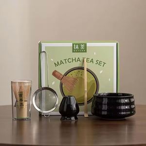 Juego de Tazas de Matcha Tradicionales Japonesas, 5 Piezas, Cerámica, Chawan, Batidor de Bambú, Soporte para Batidor, Cuchara para Preparar Matcha - Product Image 2