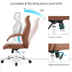 Chaise <span class=keywords><strong>de</strong></span> bureau en cuir <span class=keywords><strong>de</strong></span> personnel brun <span class=keywords><strong>de</strong></span> meubles commerciaux avec des roulettes tournantes sillas <span class=keywords><strong>de</strong></span> oficina - Product Image 5