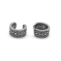 Yuenique Manchette d'oreille personnalisée pour homme en acier inoxydable 316L hypoallergénique, motif géométrique diamant tribal, large, sans perçage, à clip, style vintage