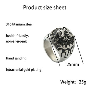 Bague Tigre pour Homme en Acier Inoxydable Argenté Style Rétro Punk Design Géométrique Animal Bijou Cadeau 26049 - Product Image 4