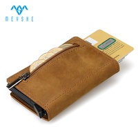 Cartera Minimalista Personalizada de Cuero Crazy Horse con Bloqueo RFID, Porta Tarjetas Metálico Extraíble, para Tarjetas de Crédito y Funda para Airtag