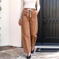 Jean large en denim à taille froncée couleur caramel avec cordon de serrage pour les journées d'automne en tricot style Cottagecore