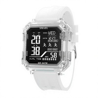 Jam Tangan Digital Sport Mewah Pria SMAEL 8129 Tahan Air dengan Stopwatch, Alarm, Tali Silikon, Diameter 43mm