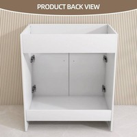 Meuble de salle de bain moderne minimaliste haut de gamme en MDF, autoportant, base blanche mate, sans dessus, avec 2 portes