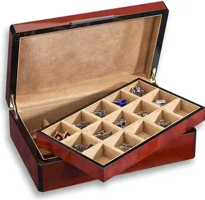 Коробка для хранения запонок, деревянная бархатная коробка для запонок, деревянная коробка для сережек, подвесок, коробка для хранения ювелирных изделий