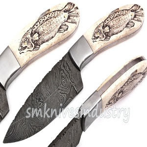 มีดล่าสัตว์ดามัสกัส9นิ้ว,มีด Sm ทำจากเหล็กกล้าคาร์บอนสูง4-5มม. พร้อม Scrimshaw Work (Smk1322) Smk1322 PK - Product Image 3