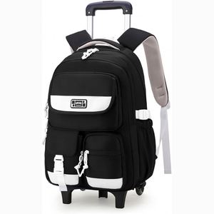 Free Sample Student Rolling Backpack College <b>Wheeled</b> Trolley Luggage <b>Bag</b> <b>Travel</b> Business Laptop Backpack Waterproof Black - Product Image 2