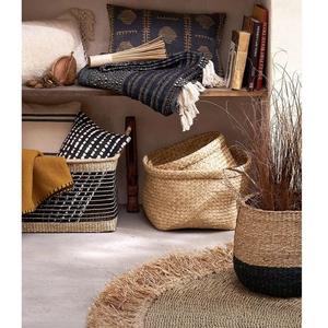 Natural Color Seagrass <b>Woven</b> Storage <b>Basket</b> With Lid Eco Friendly Multifunctional Organizer Custom Size Bulk Wholesale - Product Image 6
