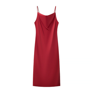 Robe mi-longue à bretelles <span class=keywords><strong>en</strong></span> satin dos nu sexy, nouvelle collection printemps 2025, style français de niche, pour femme TAOP&ZA 2386 - Product Image 2