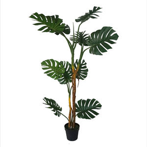 Vente en gros de feuilles artificielles de Monstera <span class=keywords><strong>Albo</strong></span> Deliciosa, bonsaï écologique et durable, décoration intérieure pour la maison, en pot en plastique - Product Image 1
